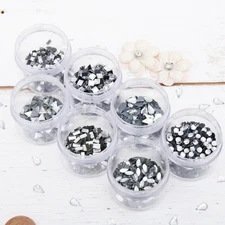 THREADART SPECIALTY SHAPED CRYSTAL RHINESTONES HOT FIX - 7 SHAPES CRYSTAL COLOR