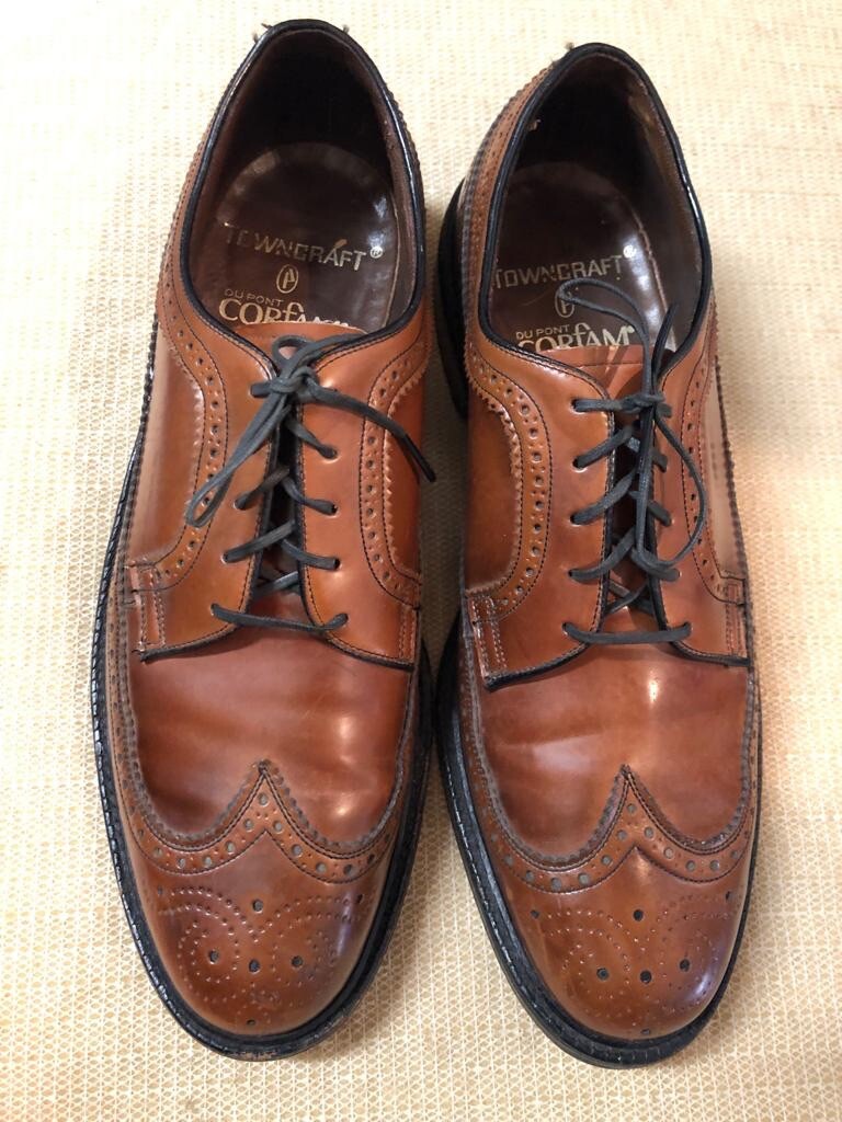 VINTAGE Towncraft Black Corfam Longwing V Cleat Black Oxfords Shoes Men\'s 9 B Towncraft | Shoes | Vintage Towncraft Black Corfam Longwing  main image 3