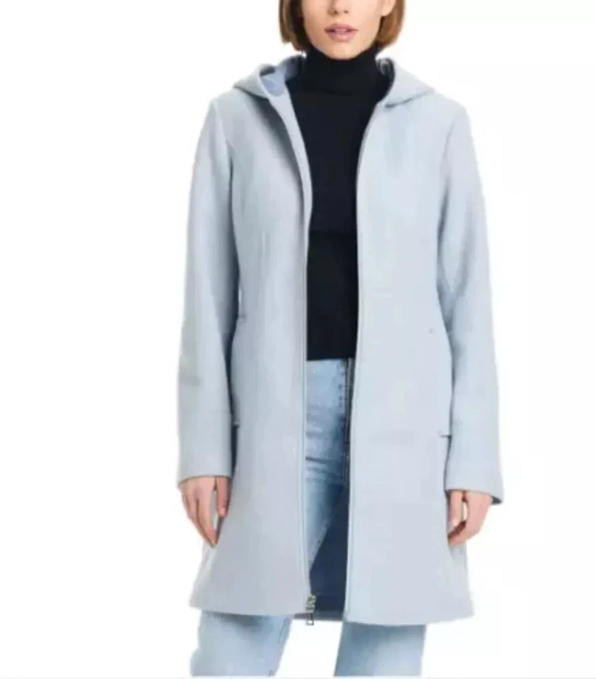 Nuevo sin etiquetas Vince Camuto Mujer Cremallera Completa Capucha Abrigo de Ciudad Chaqueta Azul XL $180 FFF322 Foto 2 de 4