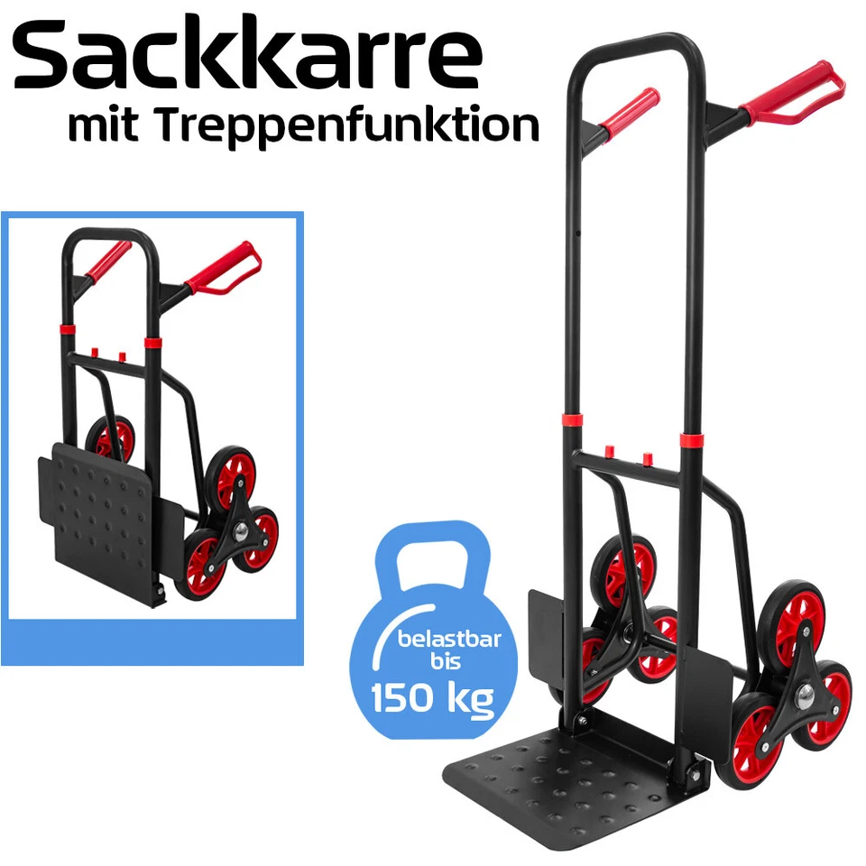 Treppenkarre Sackkarre 150kg Stahl klappbar Treppensteiger Schwarz Trucky