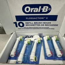 10-Pack,Oral-B FlossAction X Electric Toothbrush Replacement Brush Heads,White