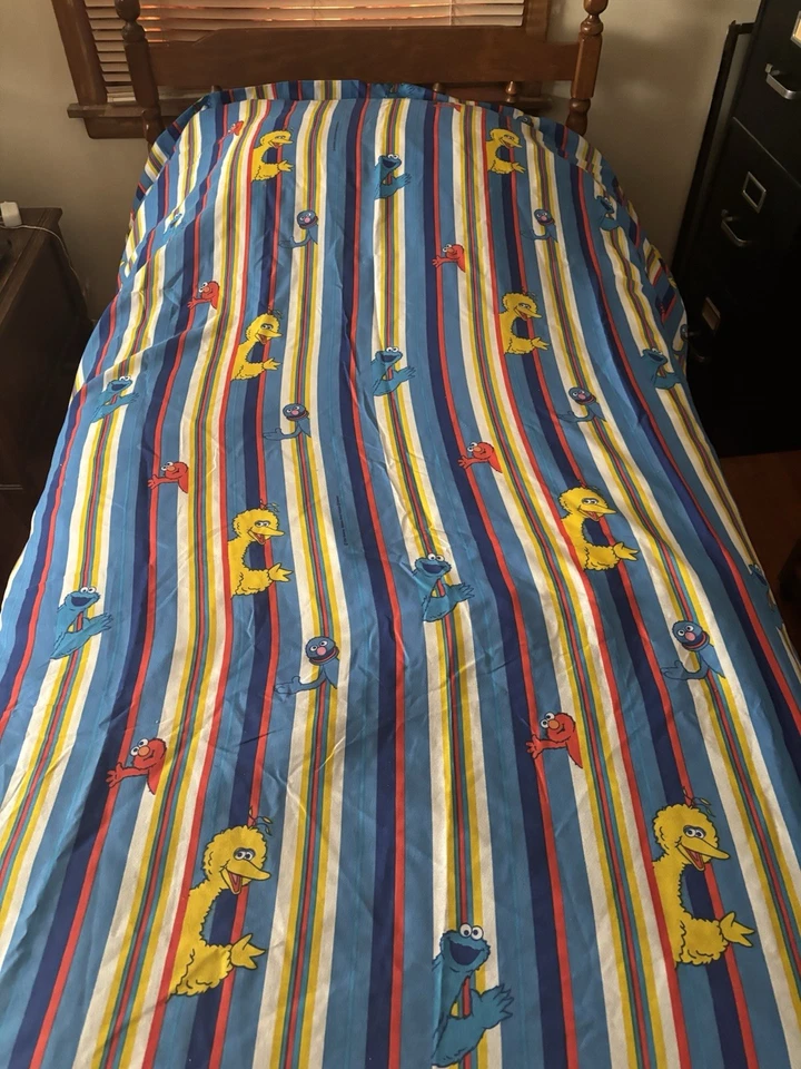 Juego de funda de almohada Sesame Street Twin de 3 piezas ajustada/plana/doble cara. Vintage 00’  Foto 3 de 4