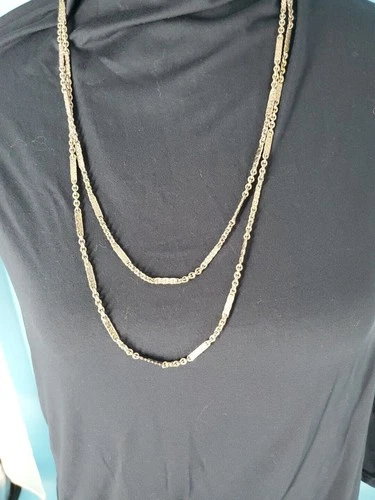 Vintage Monet Silver Tone Long Chain Necklace Costume Jewelry
