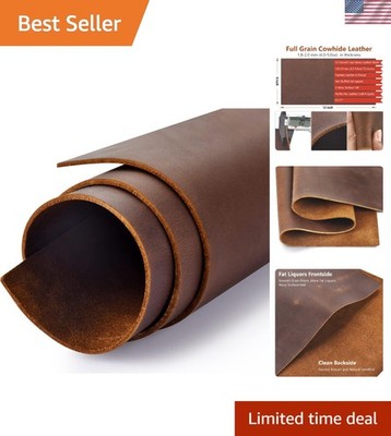 6''x12'' High-Quality Dark Brown Leather Sheets - Perfect for Tooling & Sewing