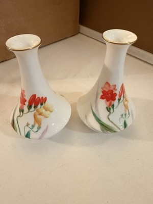 2-Vintage Noritake Nippon Toki 4  Bone China hand Painted vase Japan Porcelain