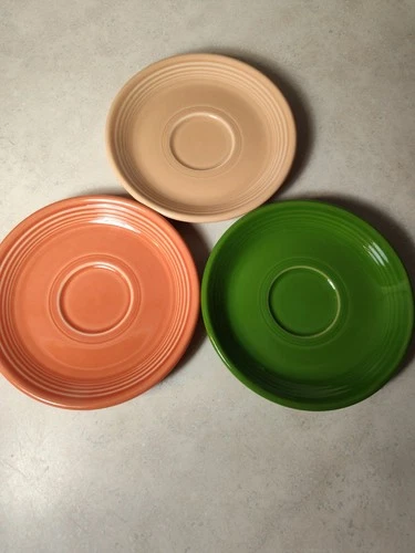 Set of 3 Vintage Fiesta HLC Homer Laughlin - Fiestaware Saucers 6" Diameter USA