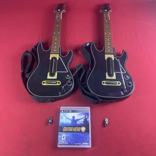 Playstation 3 PS3 Guitar Hero Live Bundle W/2 Guitars Game, Straps & Dongles!