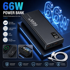 40000mAh 66W Power Bank Fast Charging Portable PD 20W External Battery Charger
