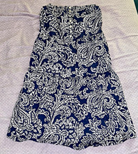 American Eagle Outfitters Women's Blue/White Paisley Strapless Mini Dress 10