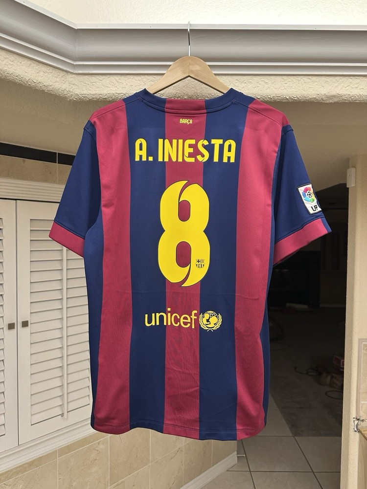2014 Barcelona Andres Iniesta Authentic Soccer Jersey Retro
