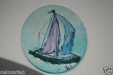 OIL ON CANVAS SAILBOAT by iTa BB-BEAUTIFUL COLORFUL-EXCELLENT