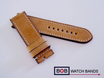 BOB MARINO ECHTLEDERUHRBAND HANDMADE FÜR BREITDORNSCHLIESSE 26/26 mm HONEY TAN