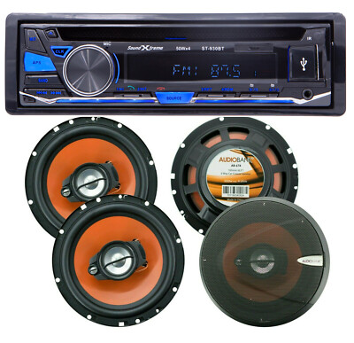 SoundXtreme Bluetooth Car Audio CD AM FM Receiver +4x Audiobank 6.5'' Speakers
