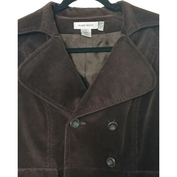Blazer Nine West Pana Mediano Marrón Bolsillo Abotonado Ajustado Negocios Carrera Foto 2 de 4
