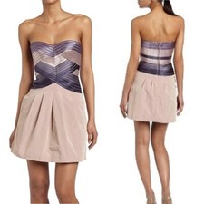 BCBG Max Azria Flare Dress Size 6 Hana Strapless Corset Fit Formal Mauve **