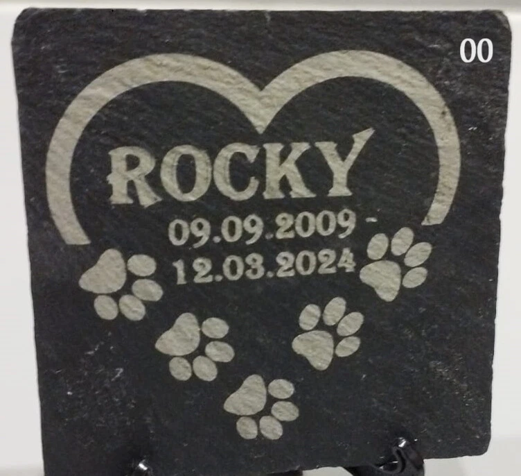 Gedenktafel Schiefer Grabstein,Grabplatte Haustier mit Gravur, mehrere Motive! - Bild 2 von 4