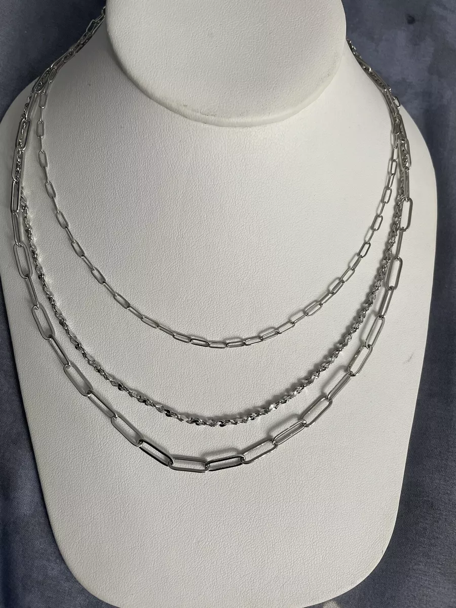 LOFT Silver tone multi strand layered necklace NEW