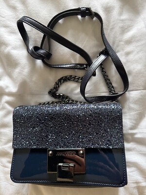 Jimmy Choo Navy Blue and Glitter Evening Shoulder/Clutch Bag UK
