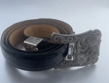 Woman’s Brown Cowhide Belt with Silver Tone Buckle, Tongue & Latch Size M