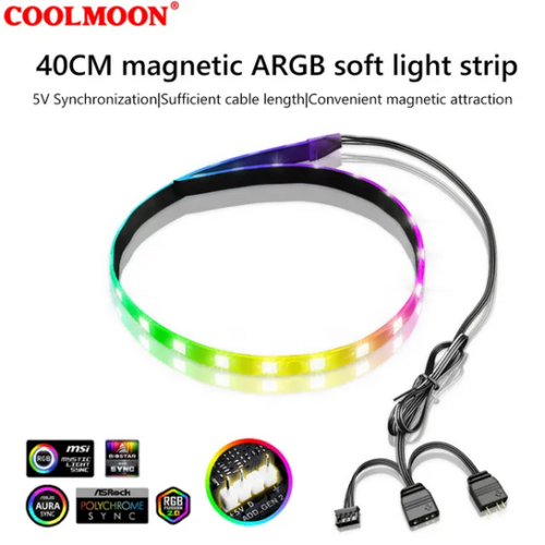 COOLMOON ARGB 40CM LED Strip Light 5V 3Pin Motherboard Interface New - Picture 1 of 15