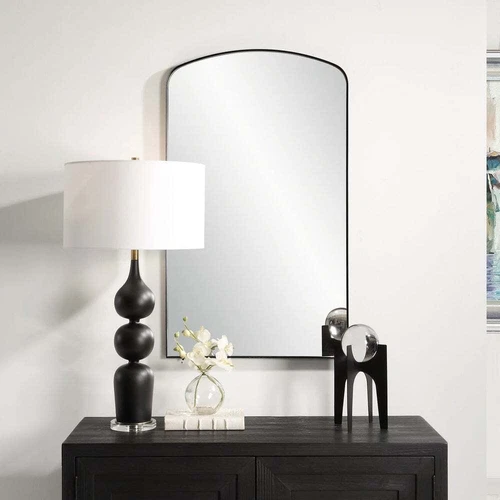 TORDERA 40" SATIN BLACK IRON FRAME WALL VANITY MIRROR UTTERMOST 09964 - Picture 2 of 5