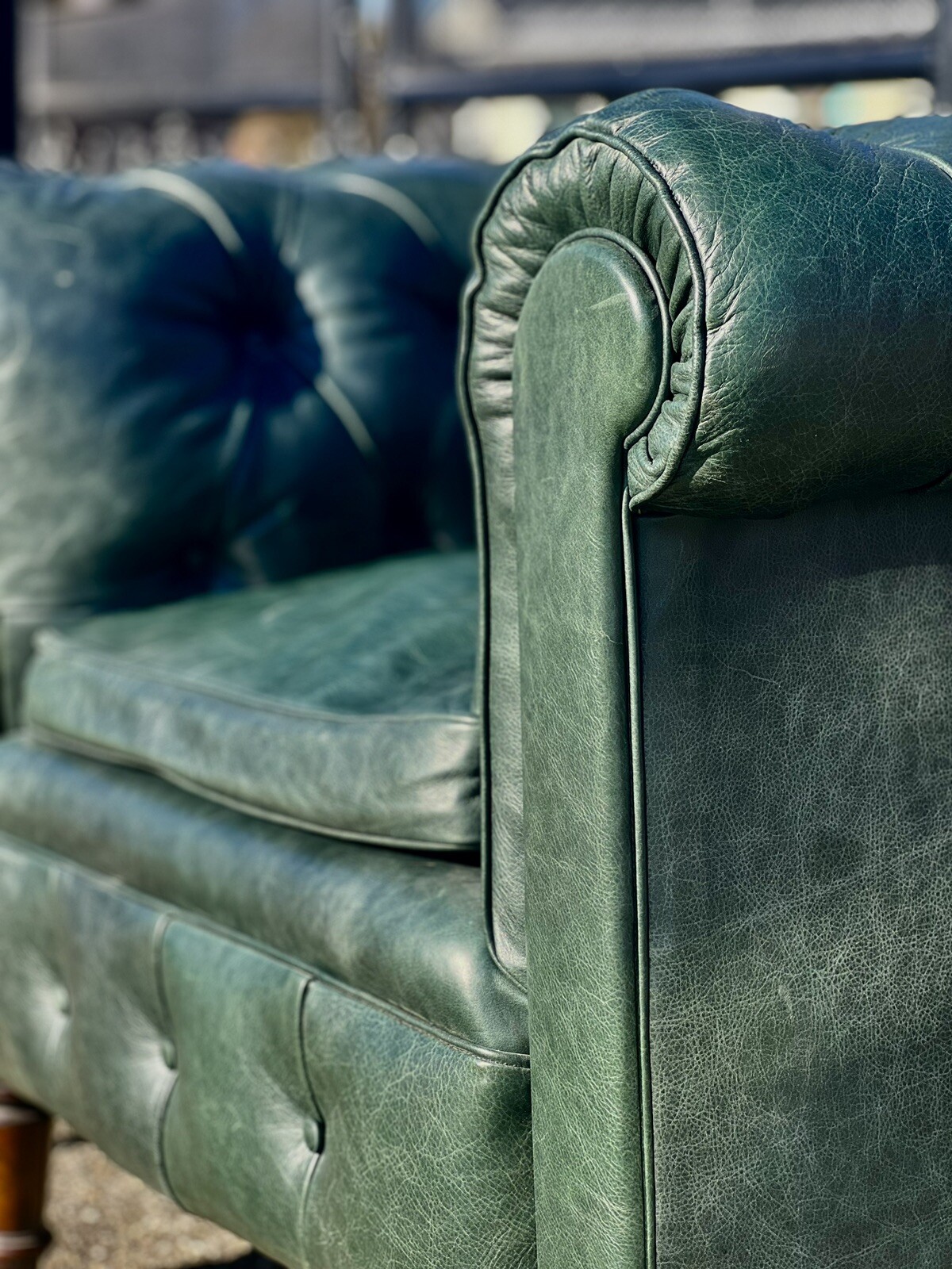 Hand Made Tufted Green English Leather Chesterfield Club Chairs By ...