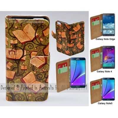 For Samsung Galaxy Note Series Book Tree Print Wallet Mobile Phone Case Cover