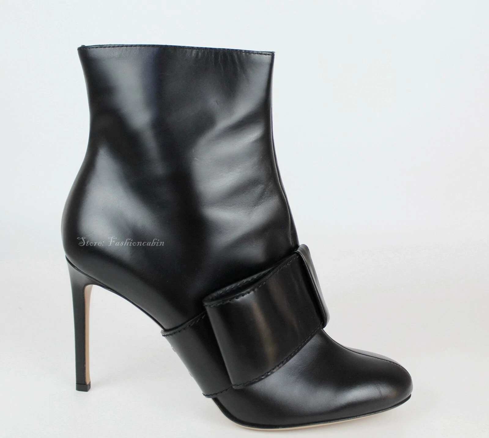 Nuovi Stivaletti VALENTINO GARAVANI fiocco in pelle neri EUR40 prezzo al dettaglio $1295