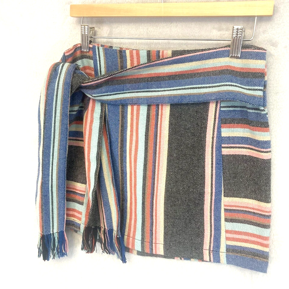 Minifalda tejida Guess Silas para mujer talla 0 a rayas boho multicolor flecos con cinturón Foto 3 de 4