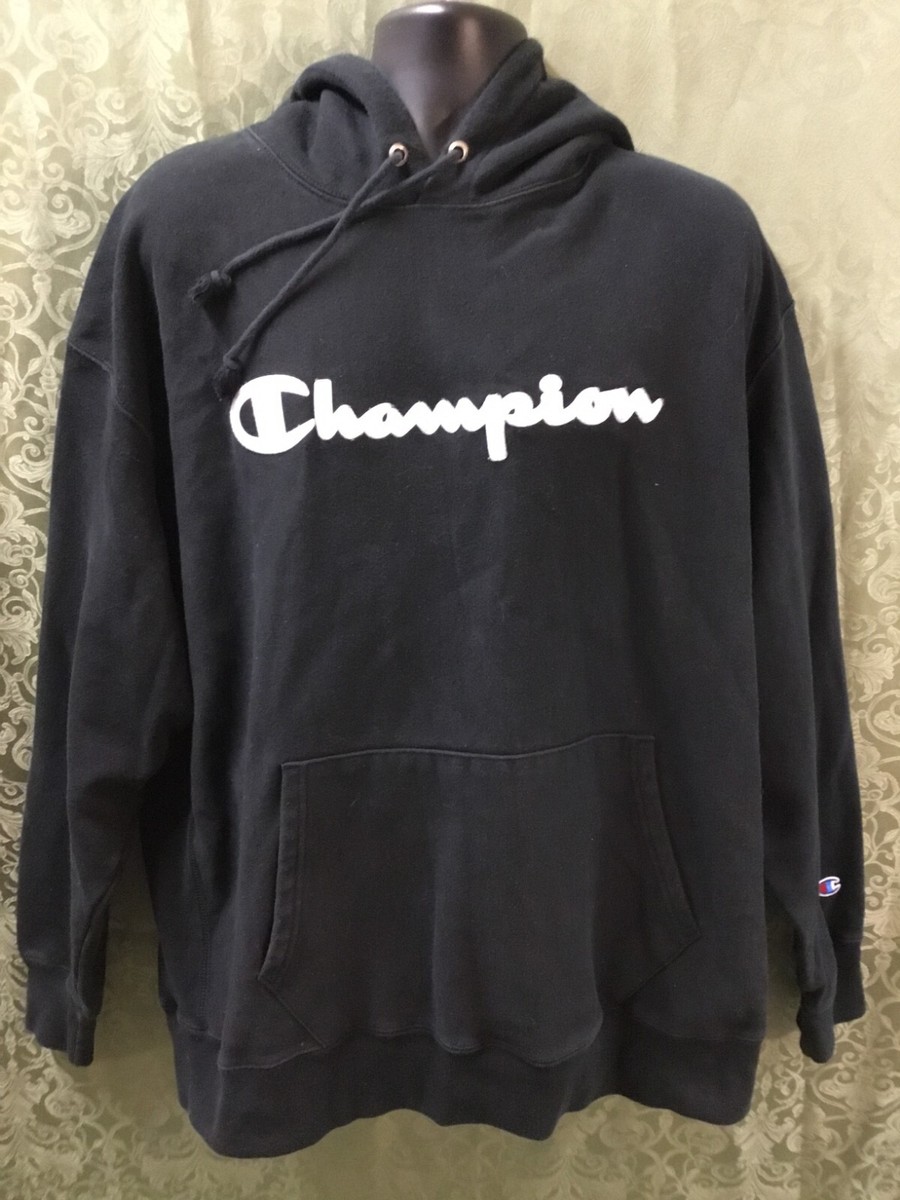 CHAMPION 3XL Black Reverse Weave sweatshirt BIG LOGO Embroidery