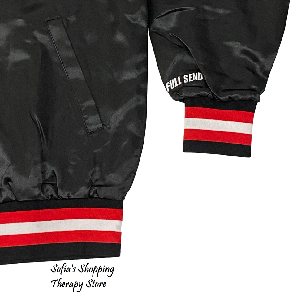 FULL SEND Sz LARGE Nelk Boys Satin BLACK Bomber Jacket | eBay