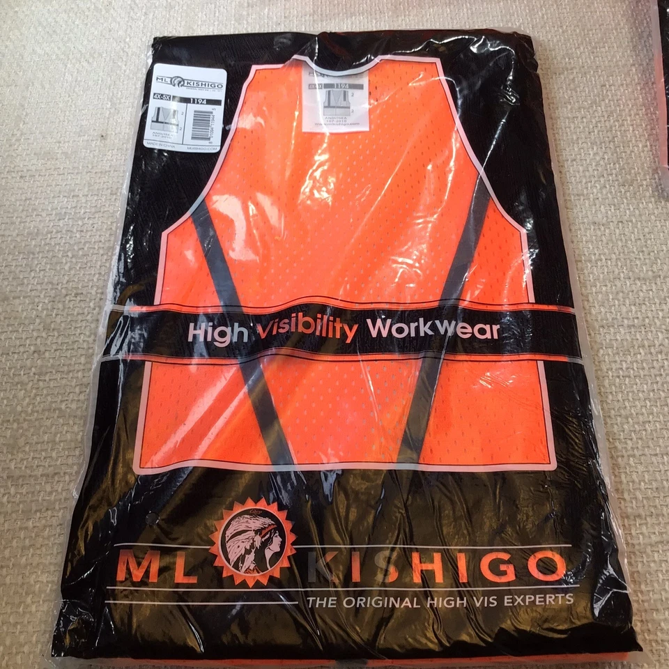 Lot Of 9 -ML Kishigo - Mesh Reflective Safety Vest - 1194 Size 4X-5X NEW SEALED! - Image 2 of 4