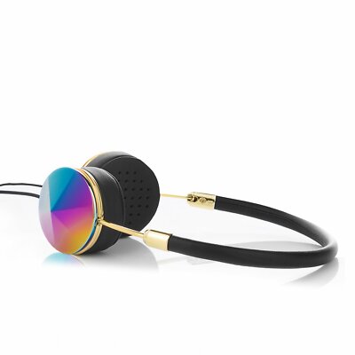 Frends Layla Black Leather On-Ear Headphones Gold/Oil Slick
