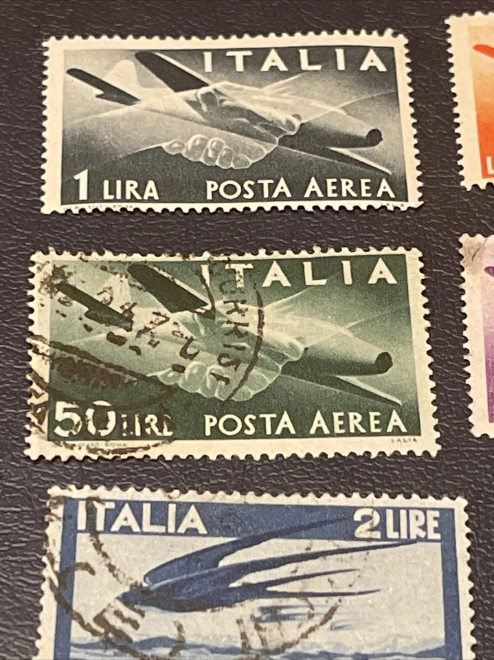 Italy 9 Pcs Used Airmail Stamps, 1945-1946.Plane,Swallows in flight. - Image 2 of 4