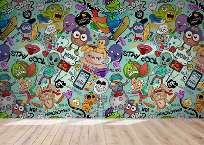 3D Monster Doodle Wallpaper Wall Mural Removable Self-adhesive Sticker714