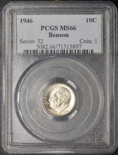 1946 10C Roosevelt Silver Dime - PCGS MS66 Benson - ✪COINGIANTS✪