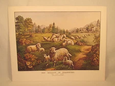 Vintage THE MEADOW IN SPRINGTIME Lithograph Currier & Ives N.Y. 16" x 12"