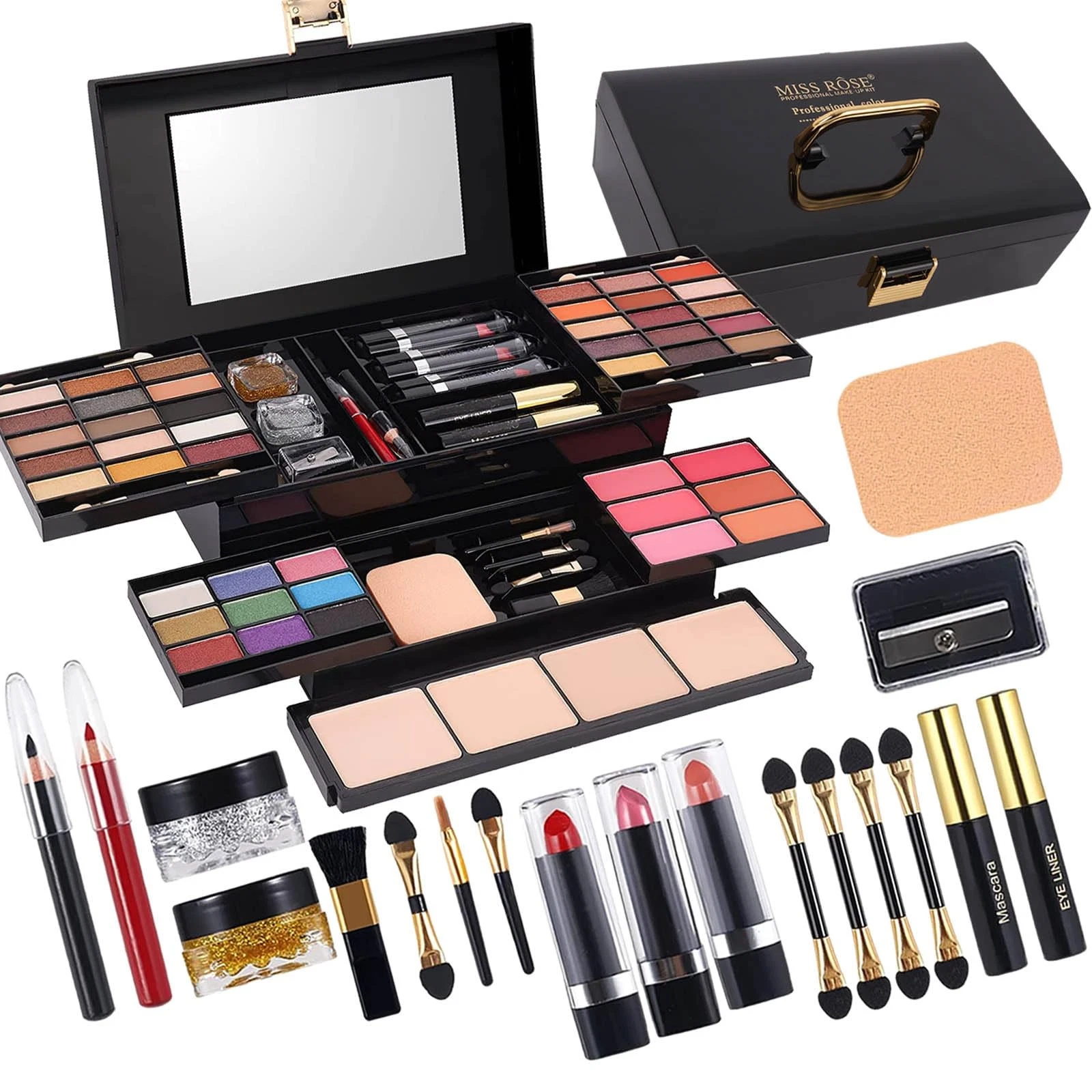 58 Color Professional Makeup Kit for Full Kit, Include Eyeshadow Blusher Eyeb...