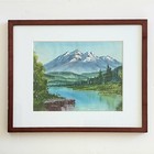 Original Mountain Landscape Oil Painting 16x20 Bob Ross Style Framed Nature Art