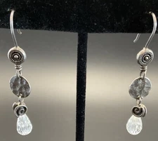 Israel Sterling Silver Silpada Designer Signed Hammered Dangle Earrings Lovely