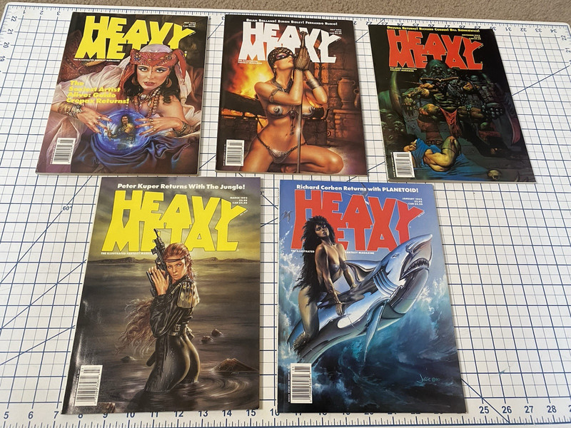 5-Heavy Metal 1992 JAN MARCH NOV JULY MAY Comic Fantasy RARE Crepax RUBIO Corben