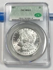 1887 Morgan Silver Dollar Bright White CAC MS63