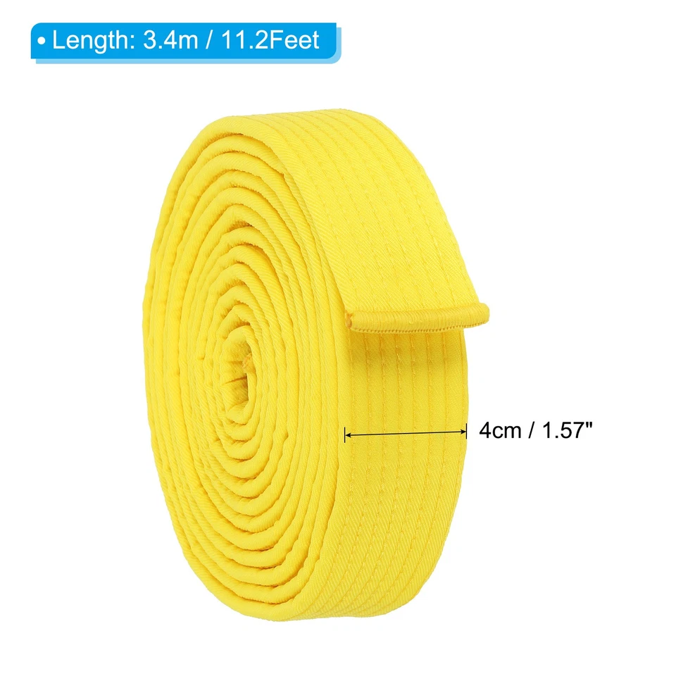 1.6"x11.2Ft 3.4m Cotton Taekwondo Colored Ranking Belt, Yellow - Image 2 of 4