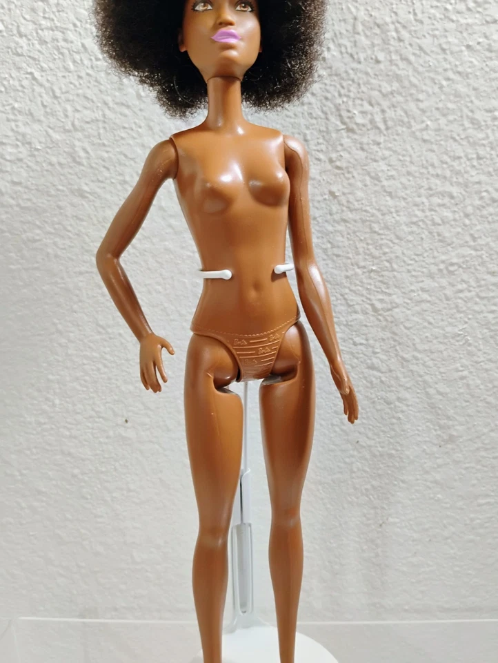 Mattel Barbie Fashionistas афро-американская кукла афро волосы HGM58 голая новый - Изображение 3 из 4