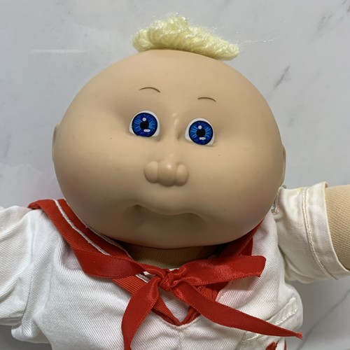 Muñeca Cabbage Patch Kids Boy cabello rubio ojos azules 13 pulgadas vintage 1982 Coleco CPK - Imagen 2 de 24