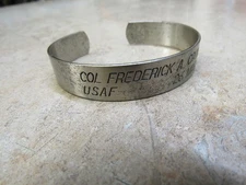 Original Vintage 1970's POW Bracelet Nickel Silver COL FREDERICK A CROW JR 1967