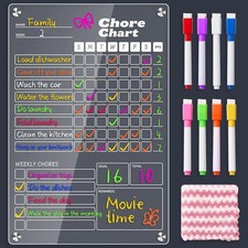 White Acrylic Magnetic Chore Chart for Kids Adults Fridge Chore Board