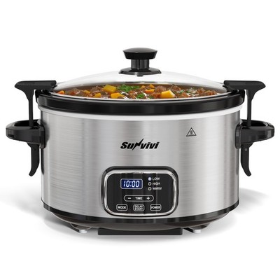 4QT Programmable Slow Cooker with Locking Lid, Removable Ceramic Pot, 3 Heati...