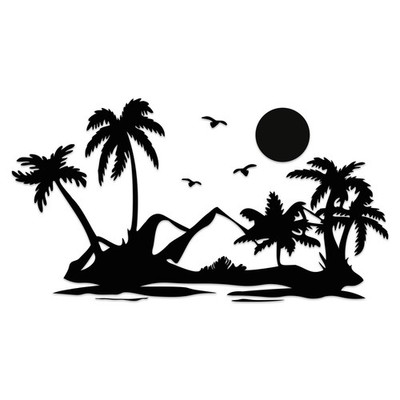 Aufkleber Set Strand Sonne 106,2x57,4cm Auto Wohnwagen Camper KX103 Schwarz