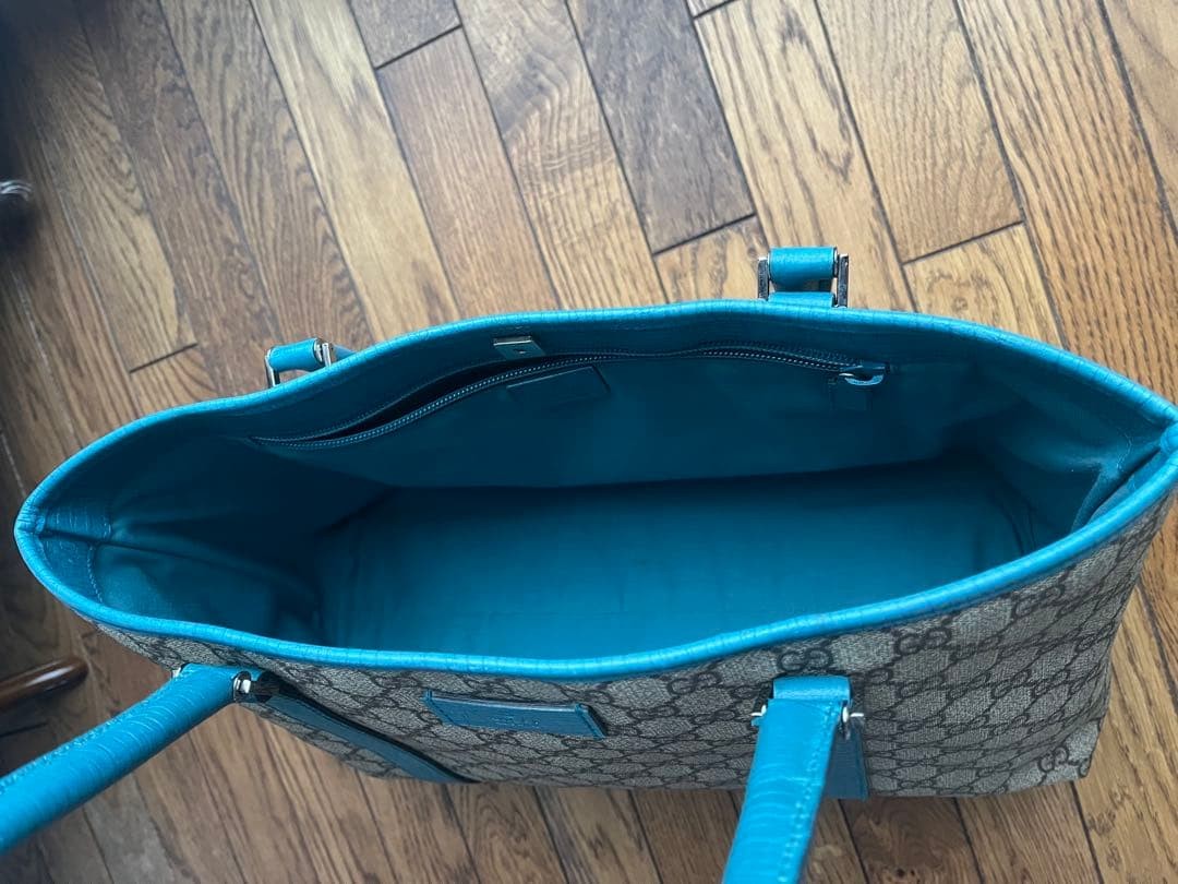 Gucci Tote Bag Blue Leather Women's Fashion Authentic Excellent Condition thumbnail 4